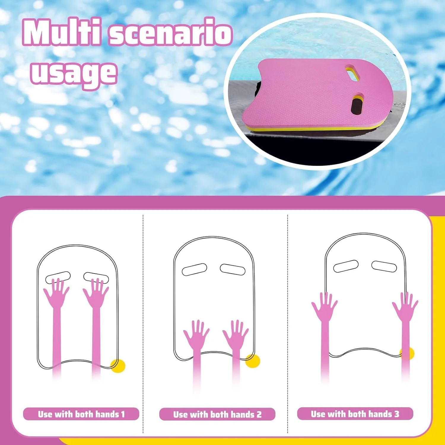 تخته شنا، تخته شناور طرح U با دسته سوراخ دار یکپارچه، لوازم جانبی ضد آب استخر تخته شنا فوم EVA، ابزار تمرین شنا قابل استفاده مجدد برای کودکان و بزرگسالان تخته شنا، تخته شناور طرح U با دسته سوراخ دار یکپارچه، لوازم جانبی ضد آب استخر تخته شنا فوم EVA، ابزار تمرین شنا قابل استفاده مجدد برای کودکان و بزرگسالان