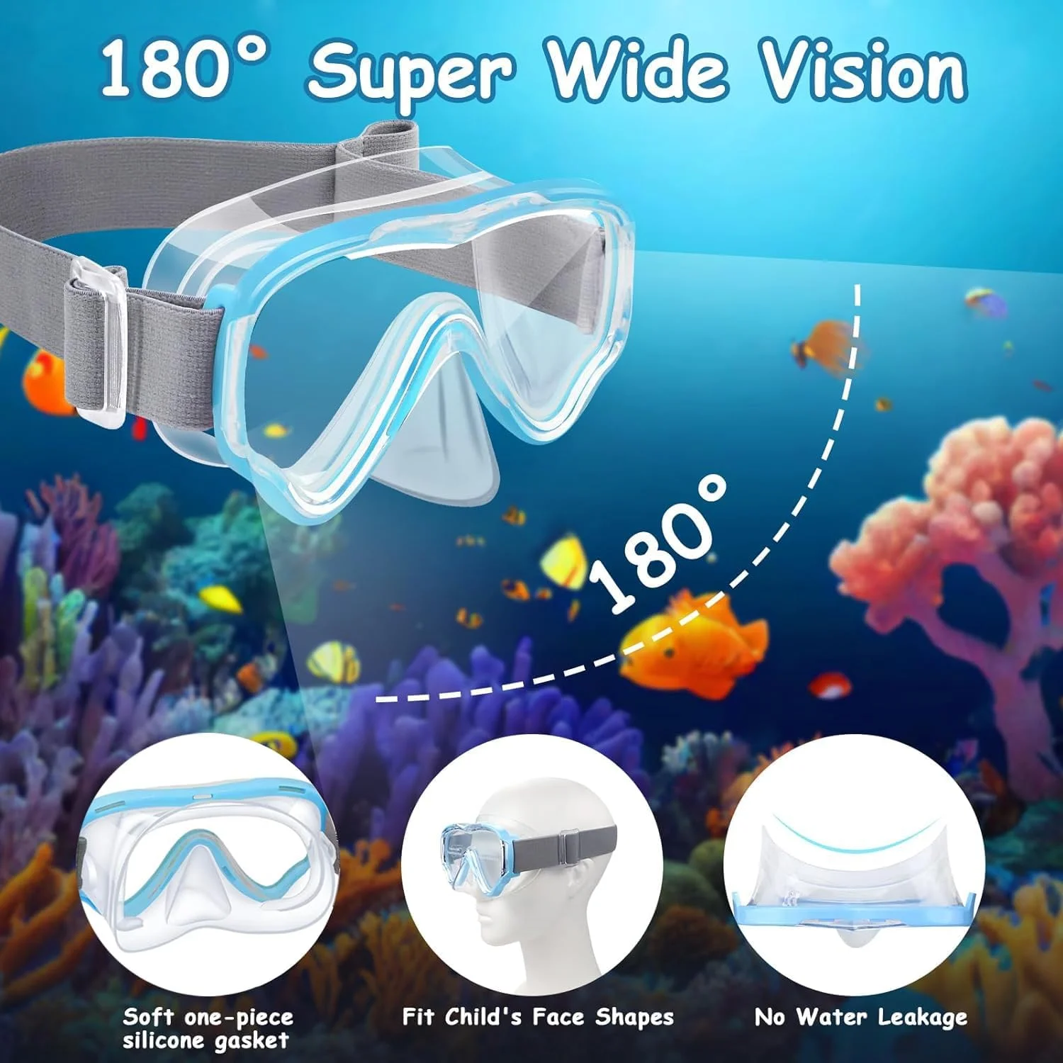 عینک شنای کودکانه با پوشش بینی، ماسک غواصی با بند پارچه ای الاستیک، لنز ضد مه و ضد شکست برای عینک شنای کودکان، بند بافتنی نرم قابل تنظیم برای شنا، غواصی سطحی و غواصی اسکوبا عینک شنای کودکانه با پوشش بینی، ماسک غواصی با بند پارچه ای الاستیک، لنز ضد مه و ضد شکست برای عینک شنای کودکان، بند بافتنی نرم قابل تنظیم برای شنا، غواصی سطحی و غواصی اسکوبا