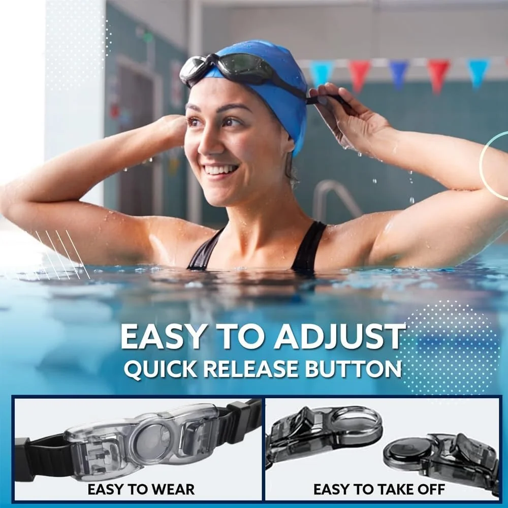 عینک شنا AMERTEER به همراه کلاه، گوش گیر و گیره بینی، ضد بخار، محافظت در برابر اشعه ماوراء بنفش، بدون نشتی، دید واضح، تنظیم آسان، کلاه شنای بادوام و ضد لغزش برای مردان، زنان و نوجوانان عینک شنا AMERTEER به همراه کلاه، گوش گیر و گیره بینی، ضد بخار، محافظت در برابر اشعه ماوراء بنفش، بدون نشتی، دید واضح، تنظیم آسان، کلاه شنای بادوام و ضد لغزش برای مردان، زنان و نوجوانان