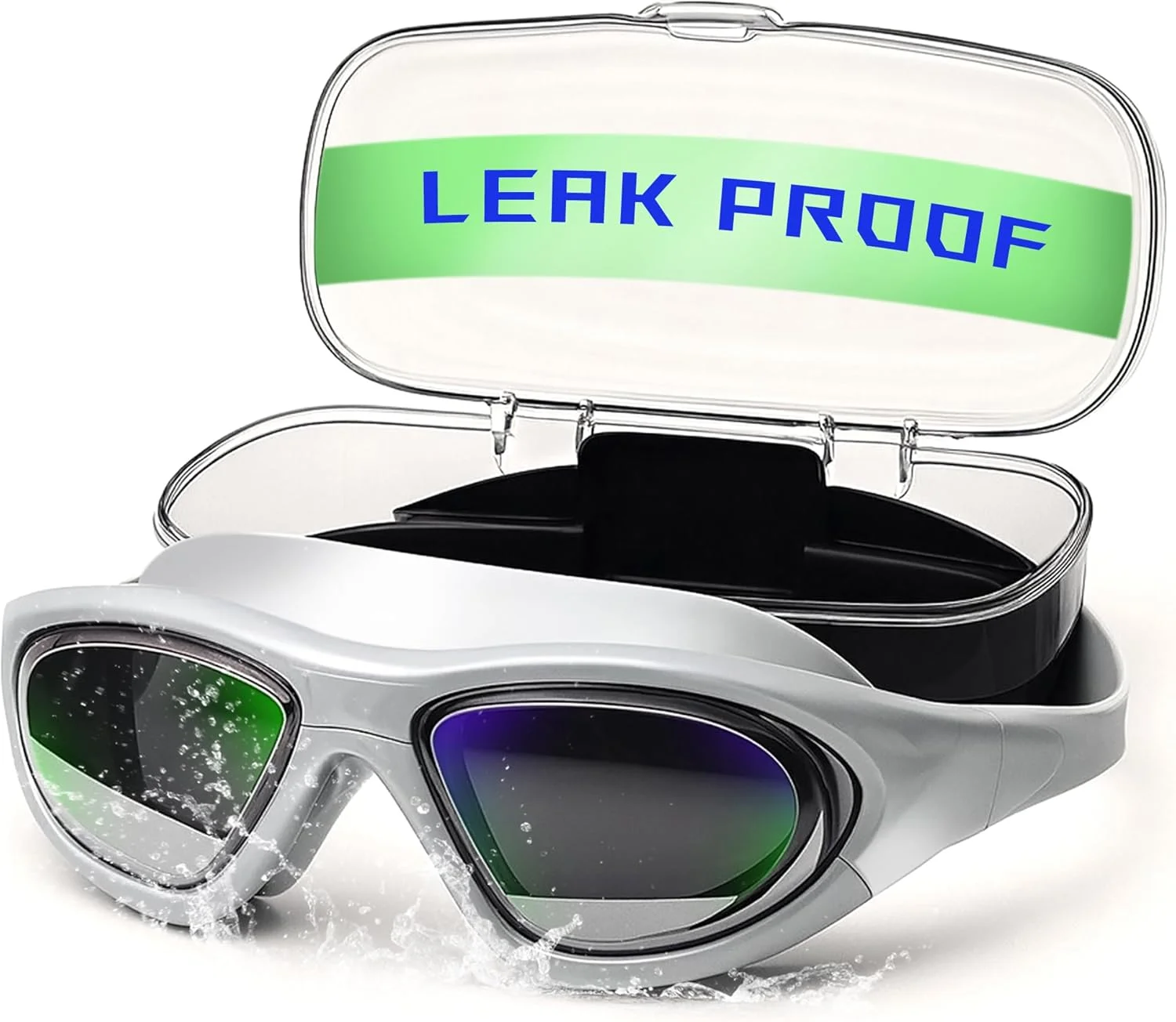 عینک شنا ضد بخار و ضد نشت، فریم بزرگ با محافظت 99% در برابر اشعه ماوراء بنفش، عینک شنا با سیلیکون نرم، ارائه دید شفاف در آب، مناسب برای مردان، زنان و کودکان