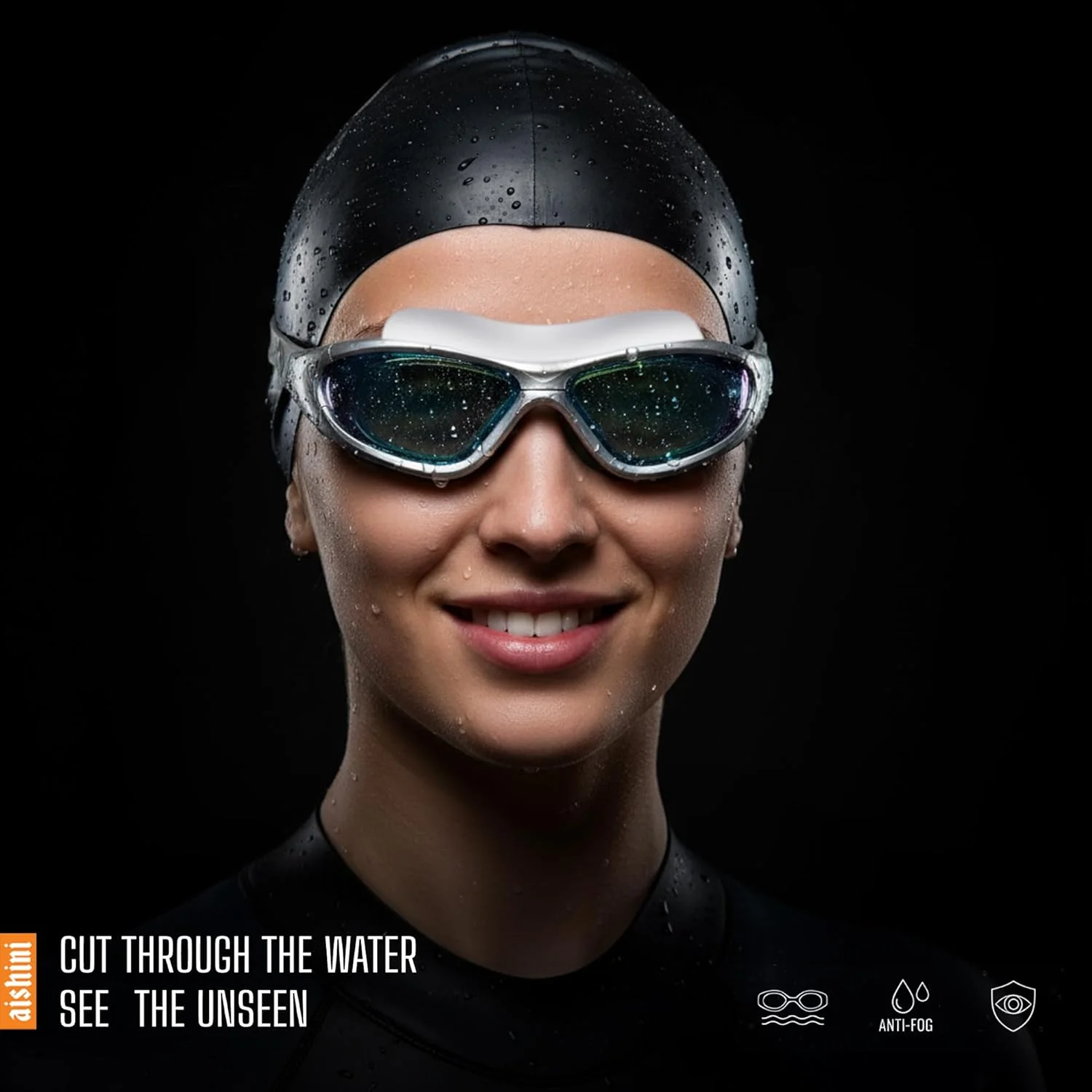 عینک شنا ضد بخار و ضد نشت، فریم بزرگ با محافظت 99% در برابر اشعه ماوراء بنفش، عینک شنا با سیلیکون نرم، ارائه دید شفاف در آب، مناسب برای مردان، زنان و کودکان