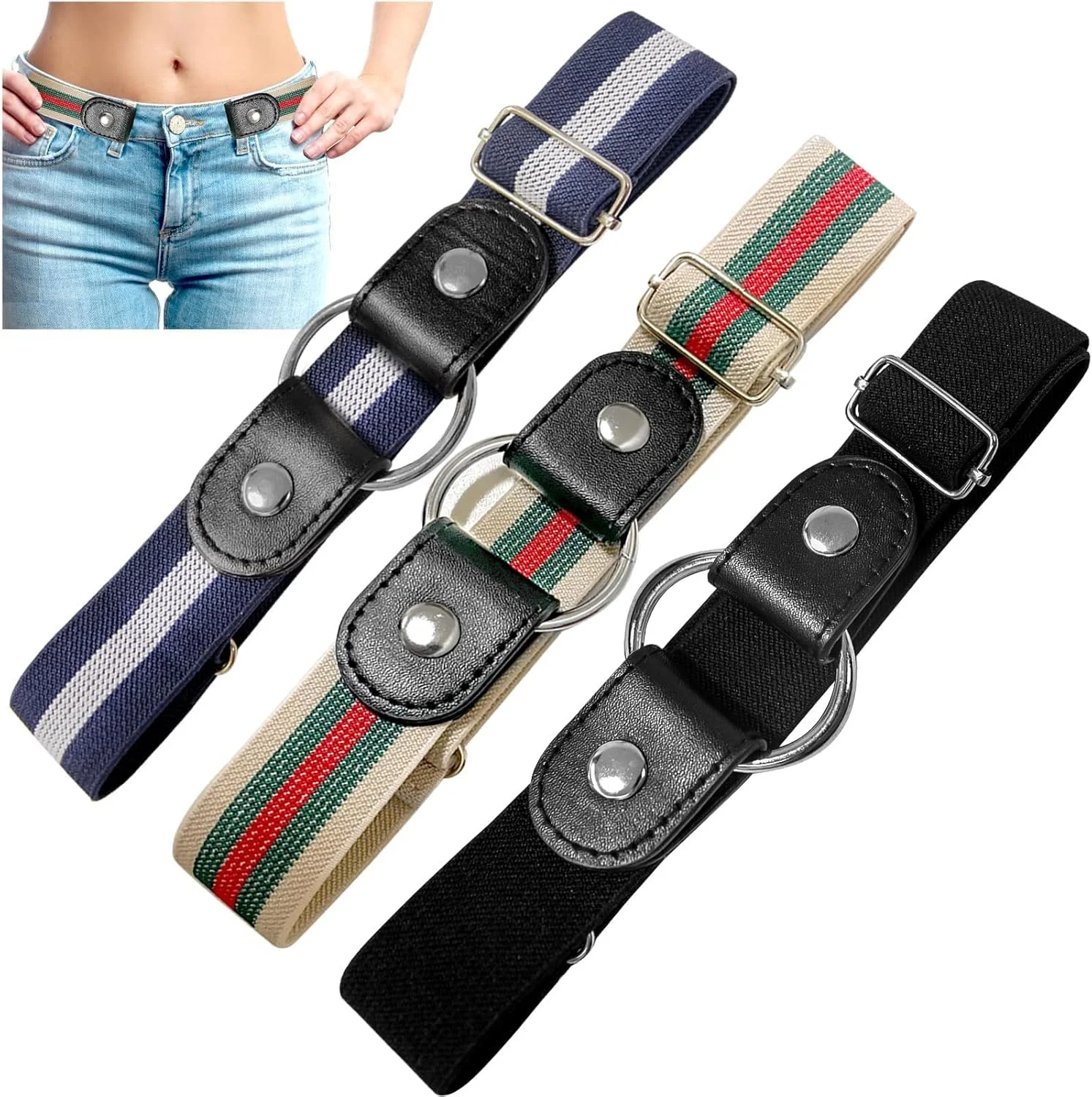 کمربندهای باریک مد روز، کمربند کشی بدون سگک برای زنان، مردان و نوجوانان، 3 عدد کمربند نامرئی قابل تنظیم، کمربند الاستیک بدون برآمدگی و بدون دردسر، مناسب برای شلوار جین، لباس، شلوارک و شلوار کمربندهای باریک مد روز، کمربند کشی بدون سگک برای زنان، مردان و نوجوانان، 3 عدد کمربند نامرئی قابل تنظیم، کمربند الاستیک بدون برآمدگی و بدون دردسر، مناسب برای شلوار جین، لباس، شلوارک و شلوار