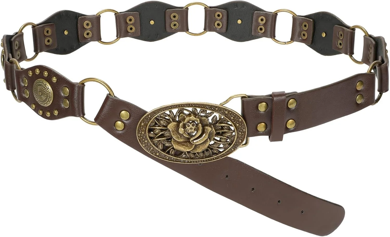 کمربند چرمی وسترن وینتیج اکسفور برای زنان - کمربند قابل تنظیم کمر، کمربند شیک و غیررسمی بوهمی Y2K برای شلوار جین، لباس و استفاده روزمره