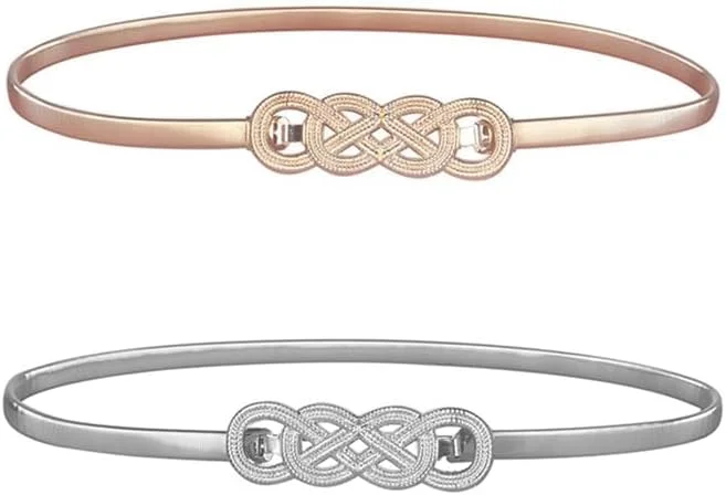 ست دو عددی کمربند پهن زنانه چرمی با سگک درهم تنیده، مناسب برای لباس