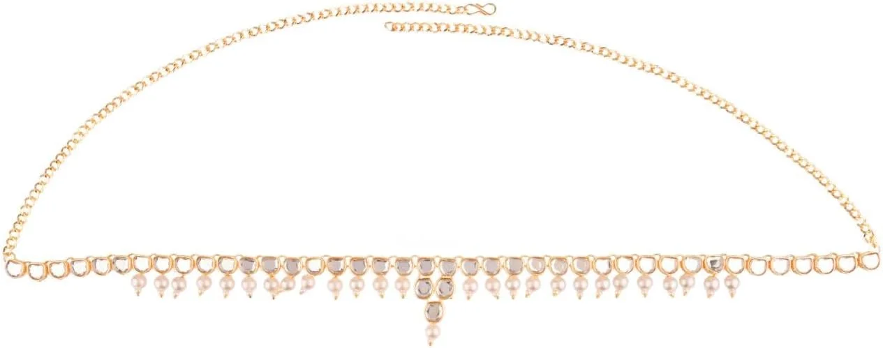 Efulgenz کمربند کمر زنجیری به سبک بوهمی رترو وینتیج، جواهرات زنجیر کمری عروس هندی، جواهرات بدلیجات آویز مروارید مصنوعی کندان برای زنان