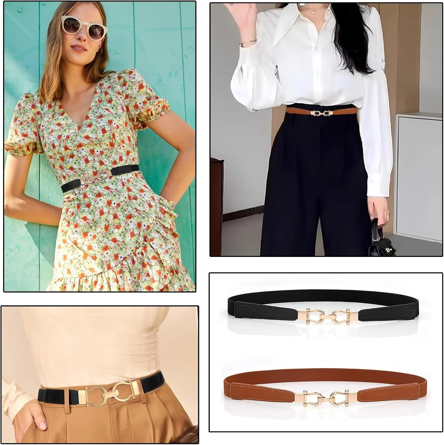 کمربندهای باریک قابل تنظیم زنانه، اکسسوری های شیک برای لباس و شلوار جین، قفل چرخشی آلیاژ جامد، کمربندهای مد روز