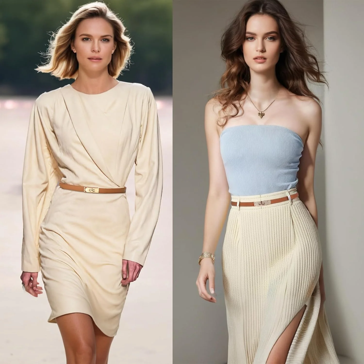 کمربندهای باریک قابل تنظیم زنانه - اکسسوری های شیک برای لباس و شلوار جین - قفل چرخشی آلیاژ رنگ ثابت - کمربندهای مد روز