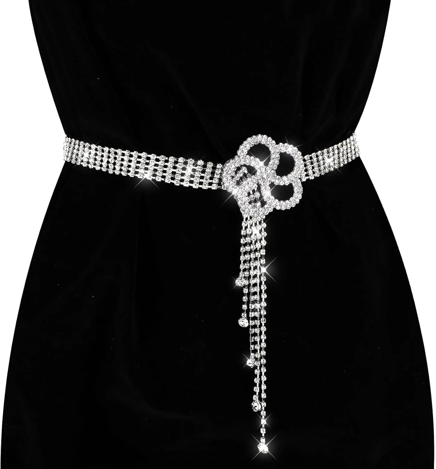 کمربند نگین دار کمر، کمربندهای مد روز زنانه، کمربند زنجیری قابل تنظیم برای شلوار جین، کمربند زنانه شیک، کمربند کمر همه کاره برای استفاده روزمره و مهمانی