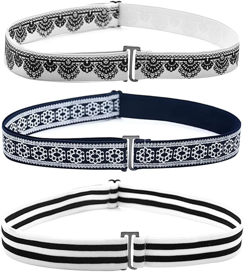 کمربند کشی نامرئی زنانه، بسته 3 عددی کمربند الاستیک بدون نمایش با سگک تخت برای شلوار جین، شلوار و پیراهن، طرح دار کمربند کشی نامرئی زنانه، بسته 3 عددی کمربند الاستیک بدون نمایش با سگک تخت برای شلوار جین، شلوار و پیراهن، طرح دار