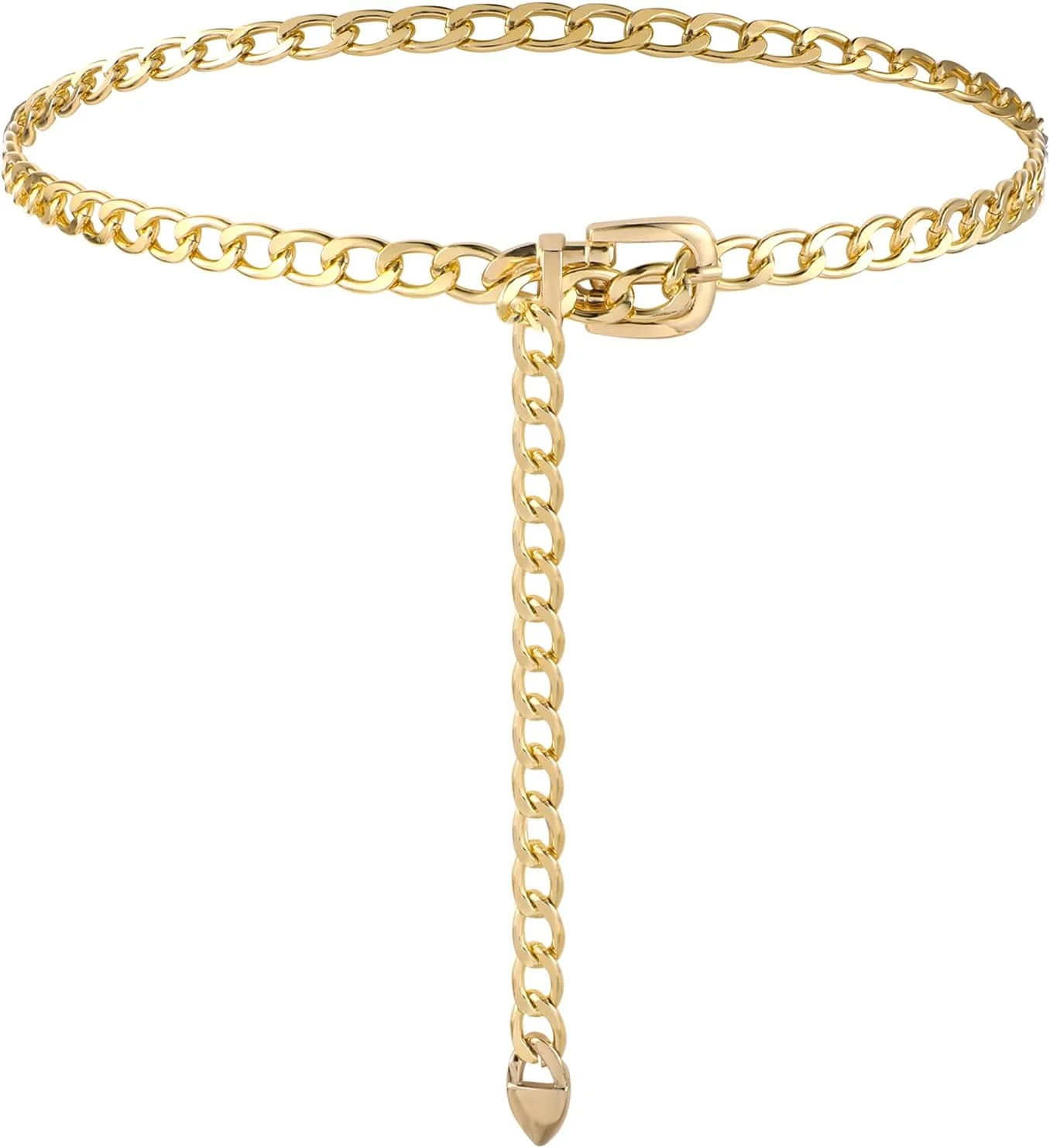 کمربند زنجیری طلایی قابل تنظیم زنانه، اکسسوری فلزی کمر به سبک وسترن، زنجیر شکم سایز بزرگ، کمربند مد بوهمی ضخیم، دکوراسیون یکپارچهسازی با سیستمعامل قدیمی