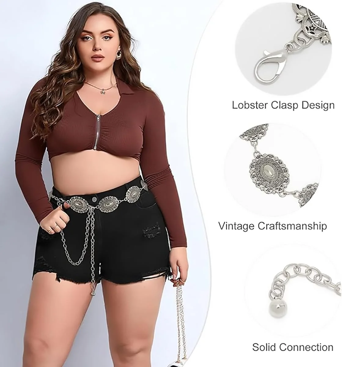 کمربند زنجیری فلزی زنانه 115 سانتی متری، کمربندهای زنجیری بوهمی، کمربند قابل تنظیم فلزی، مناسب برای شلوار جین و پیراهن کمربند زنجیری فلزی زنانه 115 سانتی متری، کمربندهای زنجیری بوهمی، کمربند قابل تنظیم فلزی، مناسب برای شلوار جین و پیراهن