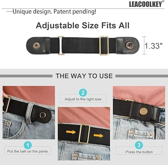 بسته 2 عددی کمربند کشی بدون سگک، برای زنان/مردان - کمربند نامرئی الاستیک برای شلوار جین، استفاده آسان بسته 2 عددی کمربند کشی بدون سگک، برای زنان/مردان - کمربند نامرئی الاستیک برای شلوار جین، استفاده آسان