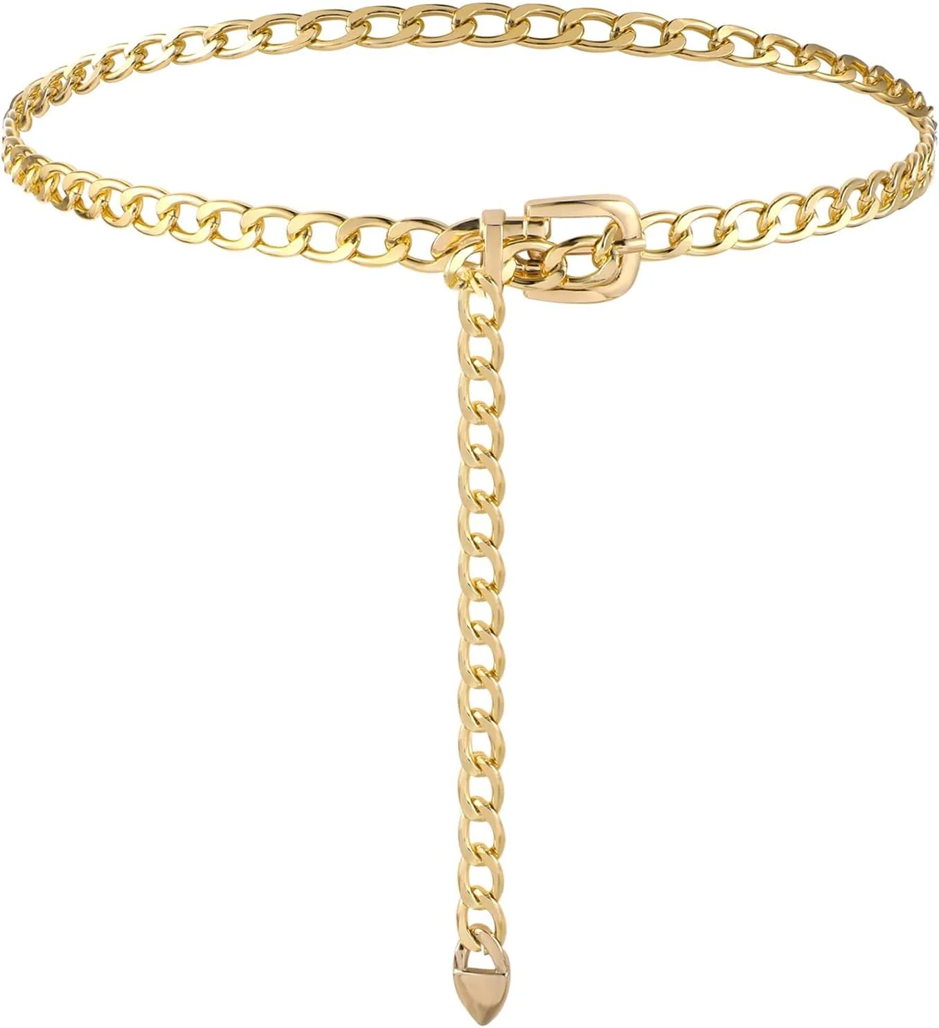 کمربند زنجیری طلایی، کمربند کمر پهن و قابل تنظیم به سبک وسترن برای زنان، کمربند شکمی فلزی سایز بزرگ، اکسسوری مد بوهمی