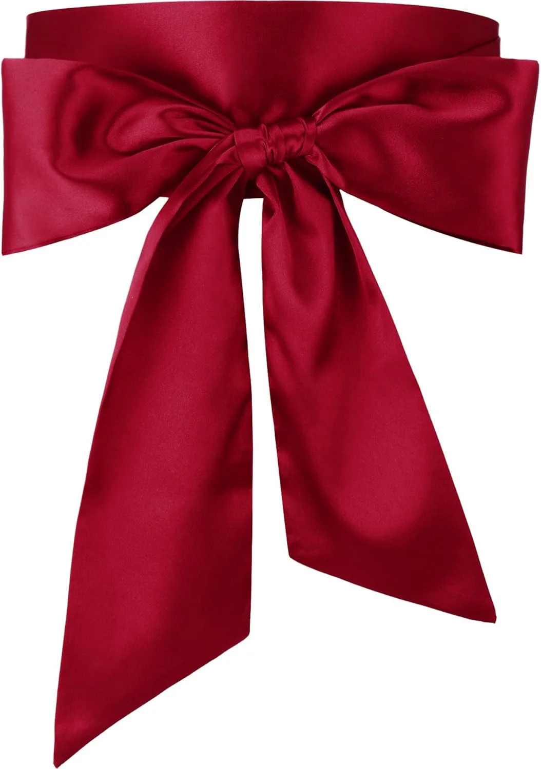 کمربند پاپیونی BIGTHREE، کمربند مجلسی برای لباس، کمربند ساتن عروسی، کمربند دامن زنانه، برای لباس مهمانی و مناسبت های خاص، کمربند تزئینی عروس پهنای 9.5 سانتی متر (قرمز بورگاندی)