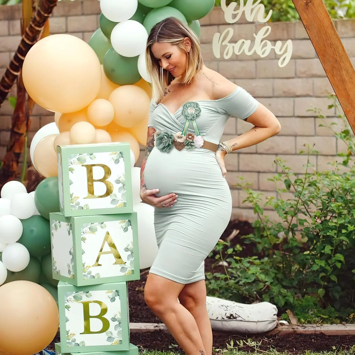 کمربند گلی بیگ تری، ست کمربند بارداری خرس عروسکی، کمربند شکم گلدار برای جشن تعیین جنسیت، دکوراسیون جشن نوزاد خرسی، لوازم عکس برداری، عکاسی بارداری