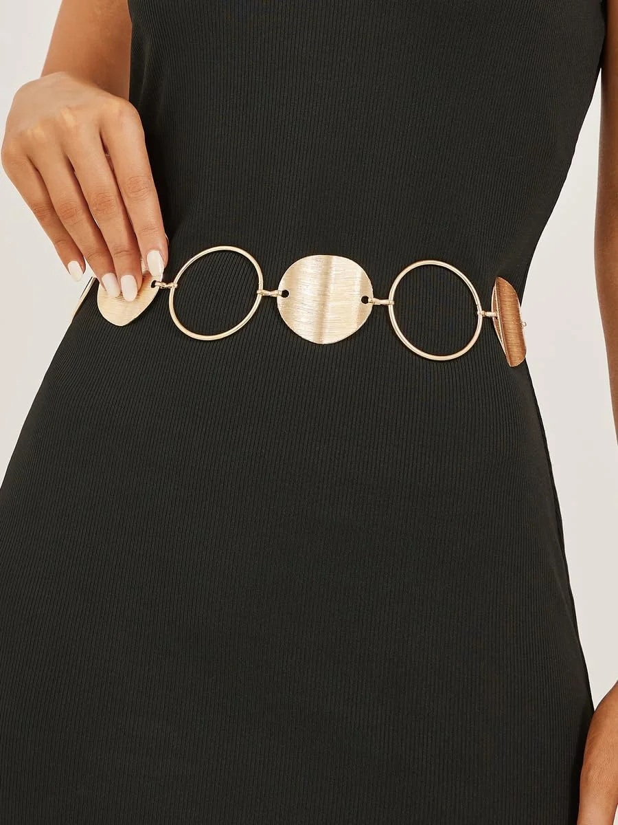 کمربند زنجیری سکه ای زنانه استایلی با قفل خرچنگی، سایز آزاد، طلایی کمربند زنجیری سکه ای زنانه استایلی با قفل خرچنگی، سایز آزاد، طلایی