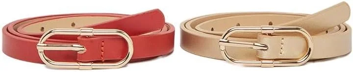 ست کمربند زنانه استایلی شامل 2 عدد - کمربند سگک بیضی یکدست - سایز آزاد - چند رنگ