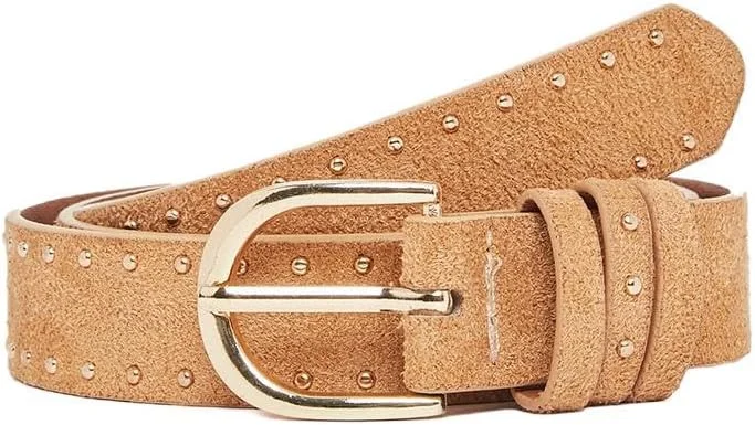 کمربند زنانه استایلی خاکی با تزیینات نگین دار سایز آزاد