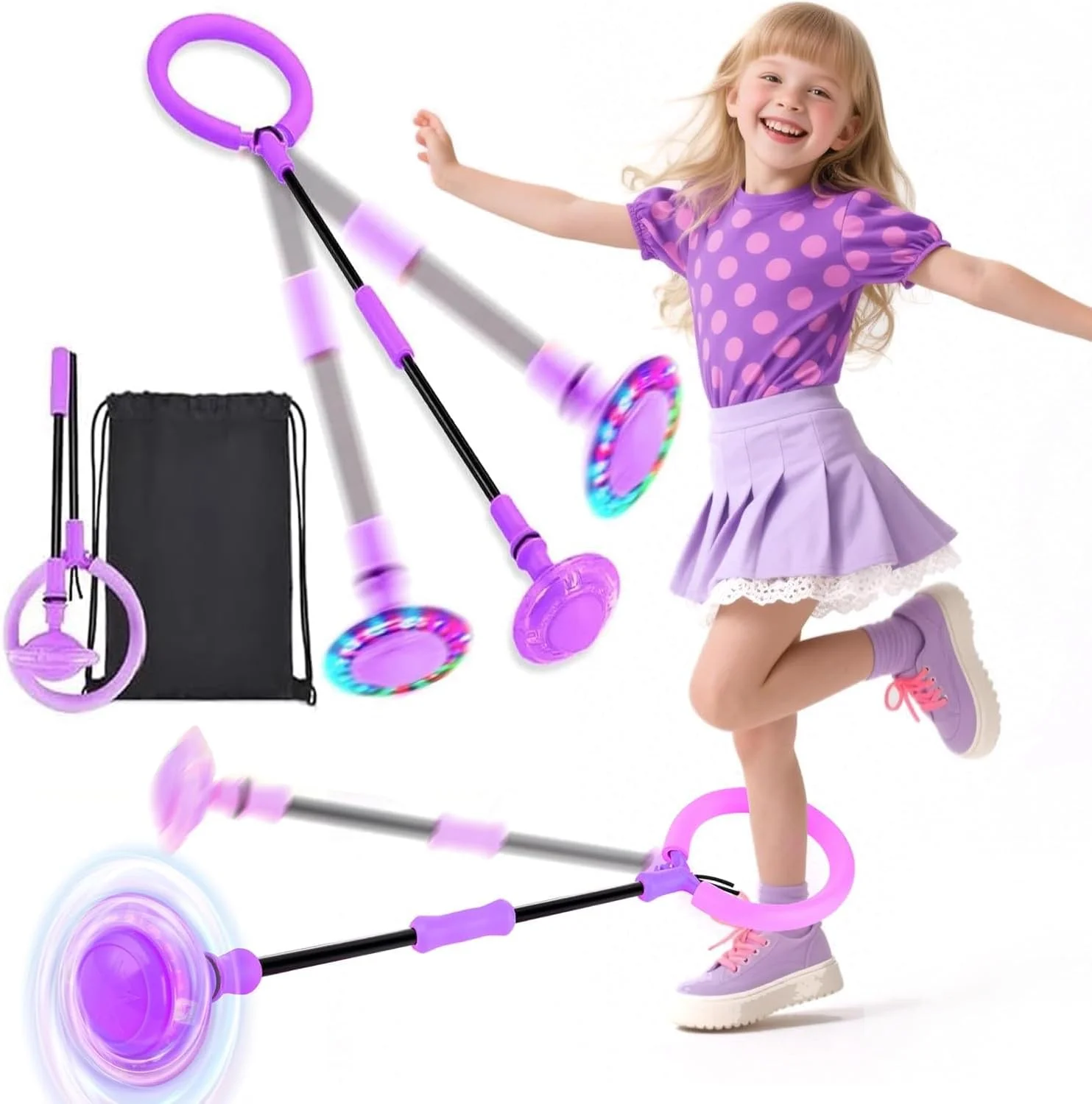 حلقه پرشی پا، اسباب بازی حلقه ای کودکان، تجهیزات ورزشی تاشو توپ پرشی چشمک زن، حلقه پرشی توپ چرخشی، اسباب بازی های ورزشی طناب پرشی برای تناسب اندام کودکان، حلقه پرشی پا برای فعالیت های خارج از منزل بزرگسالان