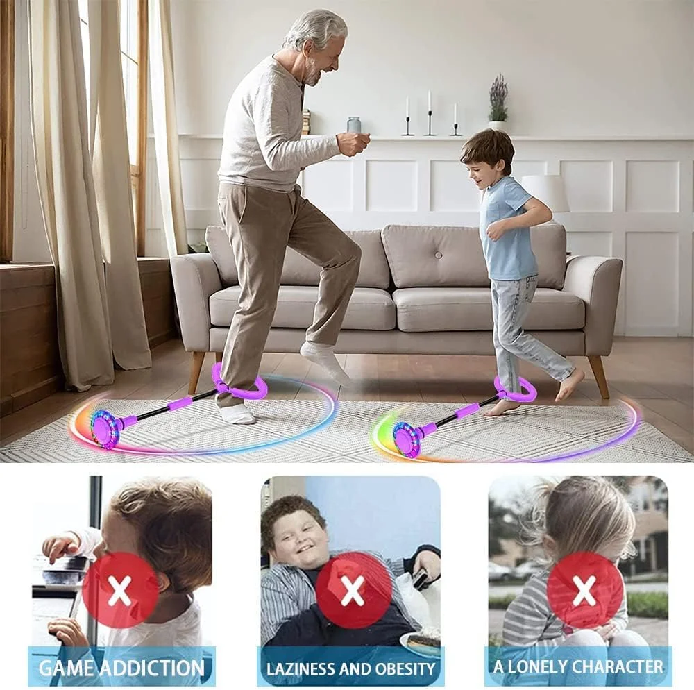 حلقه پرشی پا، اسباب بازی حلقه ای کودکان، تجهیزات ورزشی تاشو توپ پرشی چشمک زن، حلقه پرشی توپ چرخشی، اسباب بازی های ورزشی طناب پرشی برای تناسب اندام کودکان، حلقه پرشی پا برای فعالیت های خارج از منزل بزرگسالان