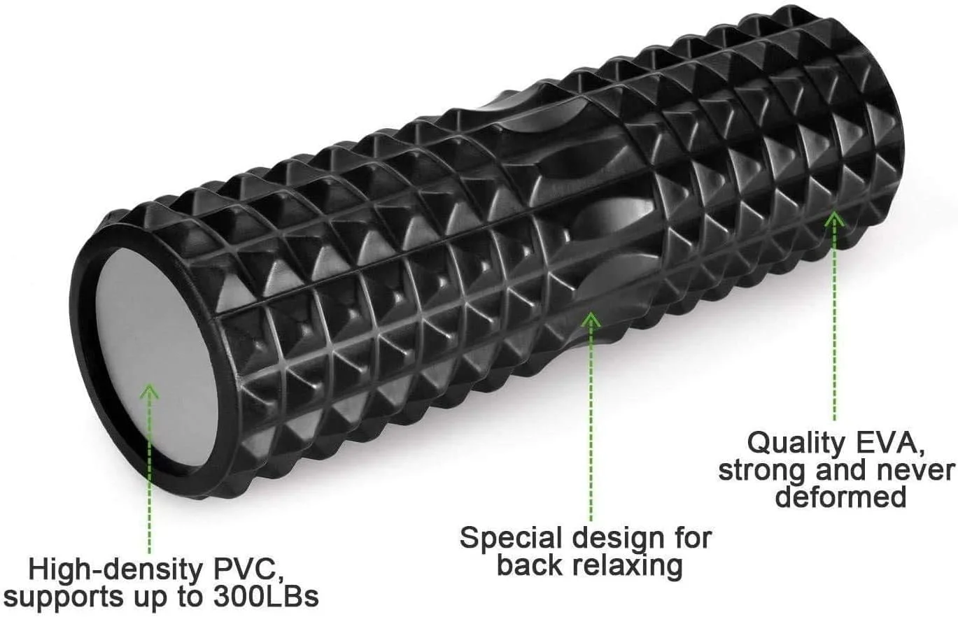 ست غلتک فومی تناسب اندام یوگا 5 در 1 سایز بزرگ با استیک غلتکی عضلانی بافت عمیق و توپ های ماساژ برای تسکین درد و رهایی میوفاشیال و تمرین تعادل کل بدن
