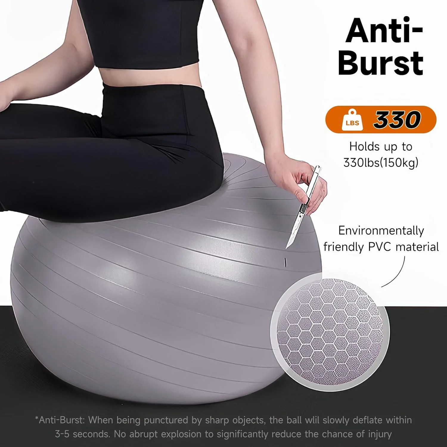 ست توپ ورزشی 2 عددی 65 و 25 سانتی متری با پمپ پایی سریع، ضد ترکیدگی و لغزش، توپ تعادلی یوگا برای پیلاتس، یوگا، زایمان، تمرینات ورزشی باشگاه و فیزیوتراپی (2 سایز)