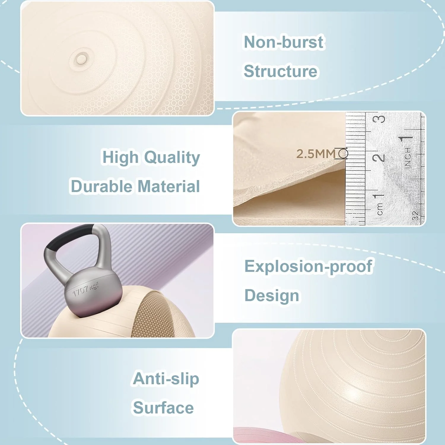 توپ ورزشی برای تمرینات، ضد ترکیدگی و ضد لغزش، توپ یوگا برای تناسب اندام باشگاه و فیزیوتراپی