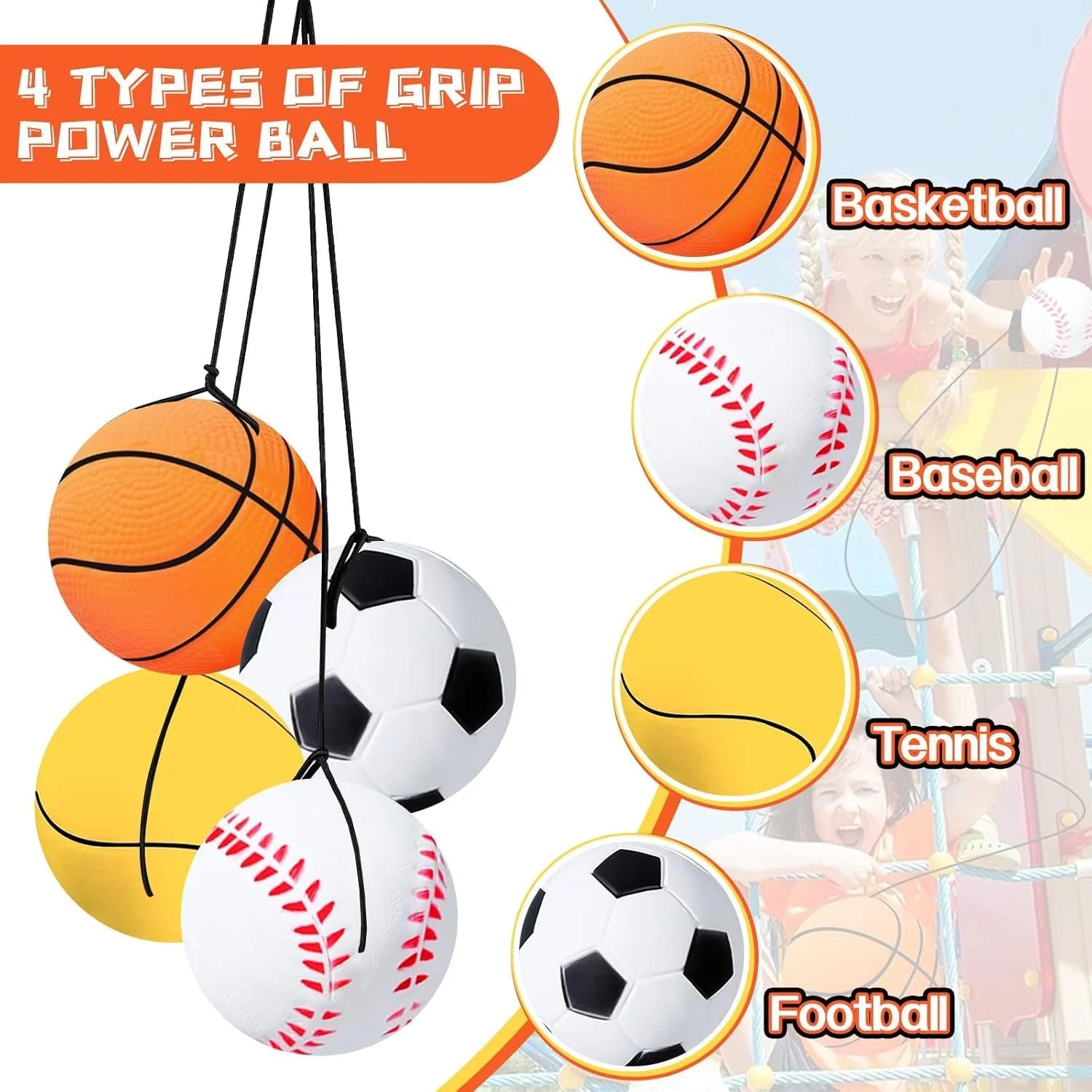 توپ مچ‌بند دار BIGTHREE، توپ برگشتی مچی با بند، اسباب بازی ورزشی کشی برای کودکان و بزرگسالان، ورزش و هدیه مهمانی (بسکتبال، تنیس، بیسبال و فوتبال)