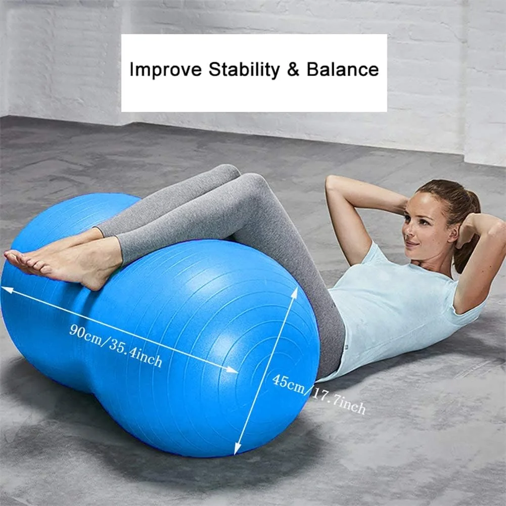 توپ بادام زمینی، توپ تعادلی یوگا برای تمرین و نشستن، توپ ضد ترکیدگی برای ورزش، اسباب بازی حسی کودکان، مناسب برای ورزش در خانه و باشگاه، شامل پمپ و بند یوگا