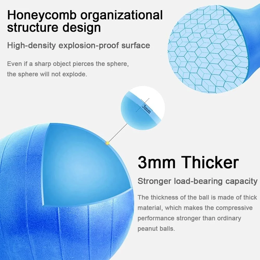 توپ بادام زمینی، توپ تعادلی یوگا برای تمرین و نشستن، توپ ضد ترکیدگی برای ورزش، اسباب بازی حسی کودکان، مناسب برای ورزش در خانه و باشگاه، شامل پمپ و بند یوگا