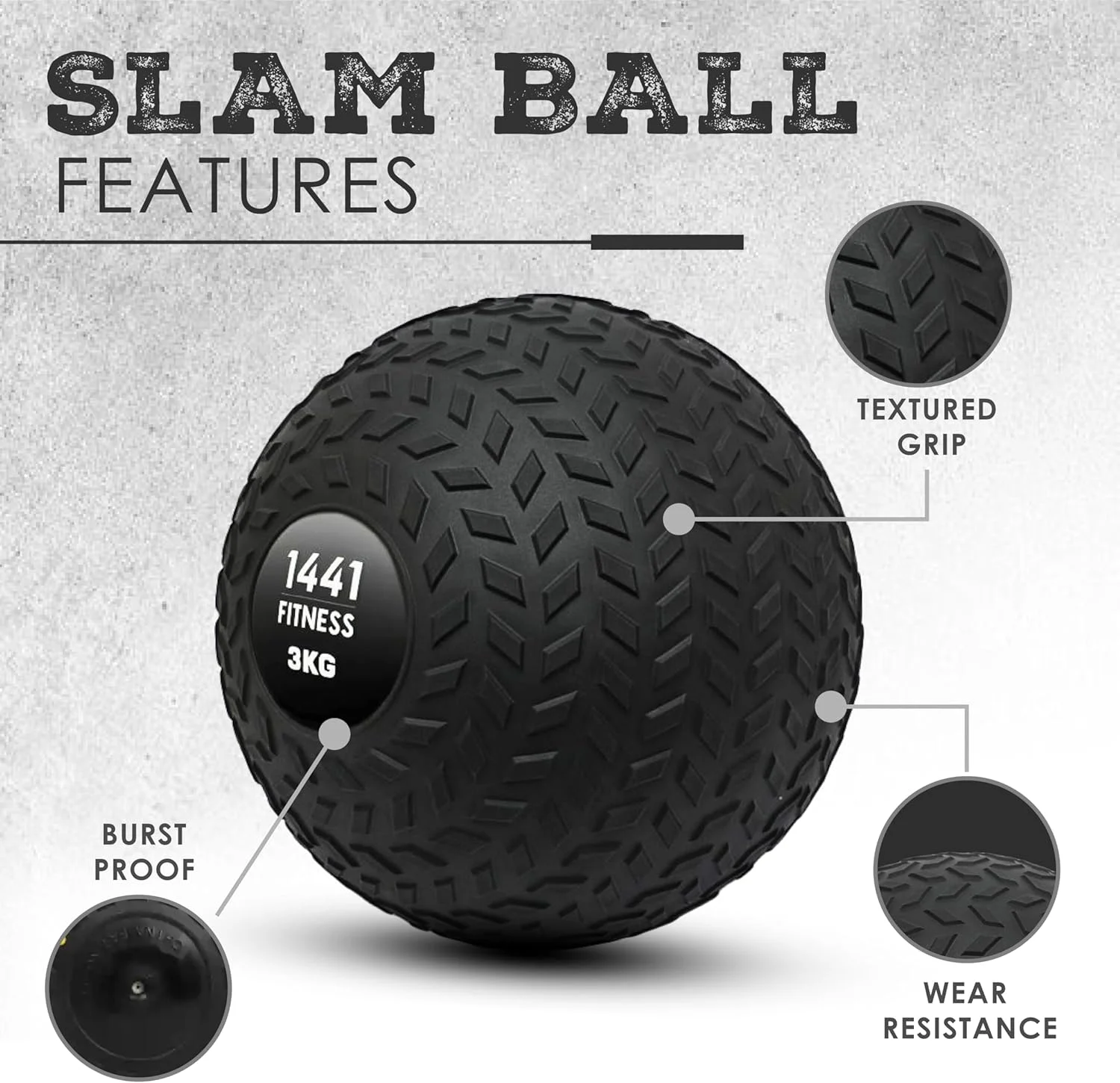 توپ اسلم زد گریپ فیتنس 1441 - وزنه دار 2 کیلوگرم تا 30 کیلوگرم برای کراس فیت، تمرینات قدرتی، تمرینات کاردیو - توپ مدیسن بدون پرش برای تمرینات مرکزی