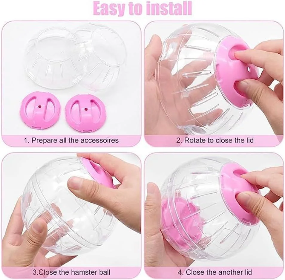 توپ ورزشی همستر NeoStyle، توپ شفاف ورزشی همستر، چرخ همستر، لوازم جانبی قفس اسباب بازی توپ دویدن خوکچه هندی (بزرگ (15 سانتی متر)، صورتی)