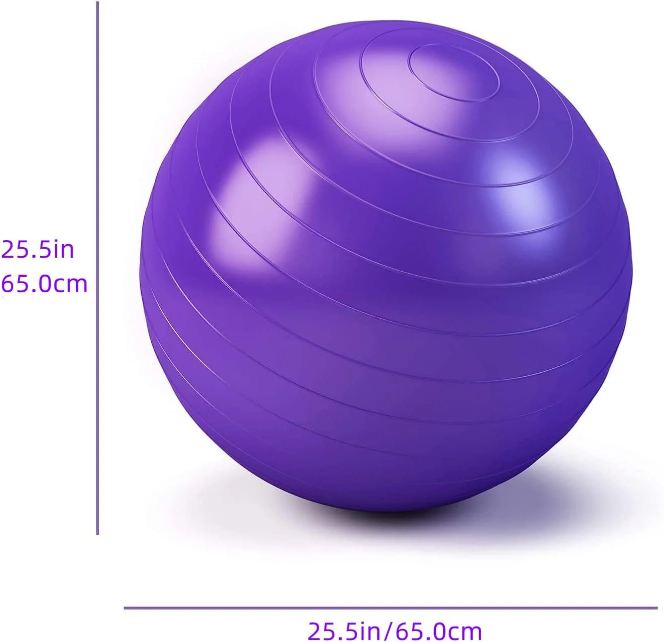 توپ یوگا Sky-Touch ضد ترکیدگی، توپ تمرین 65 سانتی متری با پمپ هوا، توپ تعادل ضخیم شده برای تمرین تناسب اندام بنفش