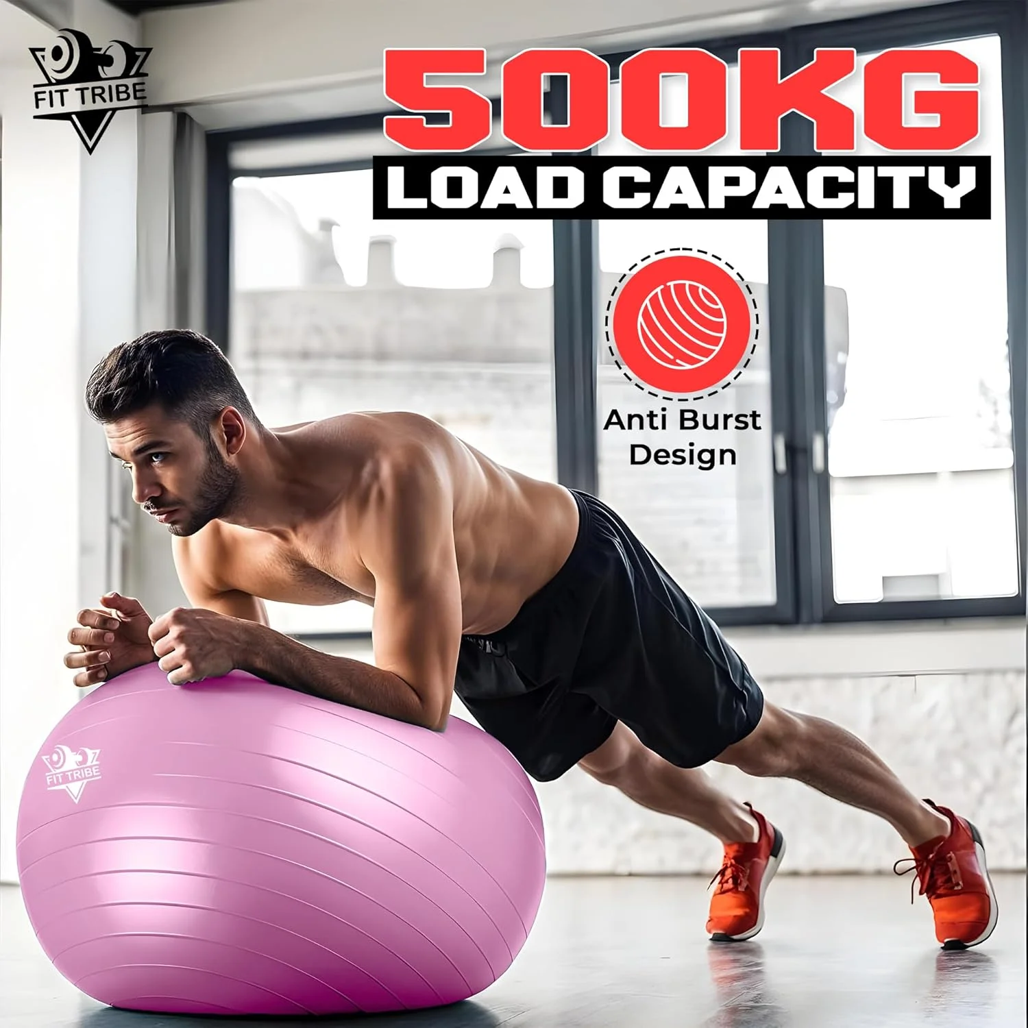 توپ یوگا - توپ تعادلی ضد ترکیدگی و ضد لغزش با پمپ هوا - ایده آل برای پیلاتس، تقویت هسته بدن، تعادل و تمرینات دوران بارداری - تحمل وزن تا 500 کیلوگرم - مناسب برای استفاده در خانه و باشگاه