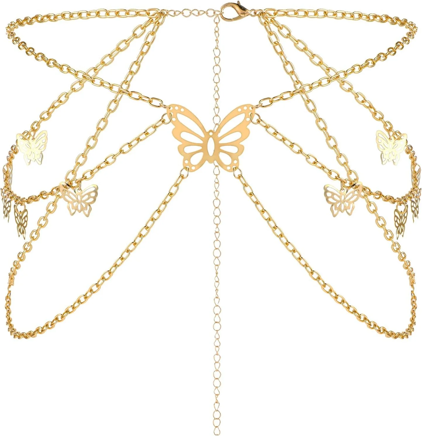 زنجیر کمر چند لایه زنانه NALACAL، کمربند زنجیری فلزی طلایی رنگ چند لایه، کمربند زنجیری باریک قابل تنظیم برای تزیین لباس و شلوار جین