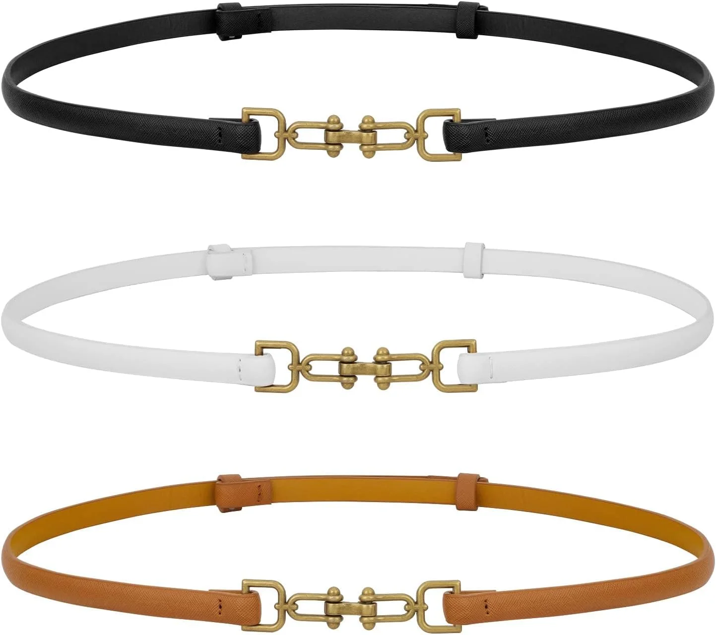 ست ۳ عددی کمربند باریک چرمی زنانه KASTWAVE با سگک آلیاژی قابل تنظیم برای بلوز و پیراهن