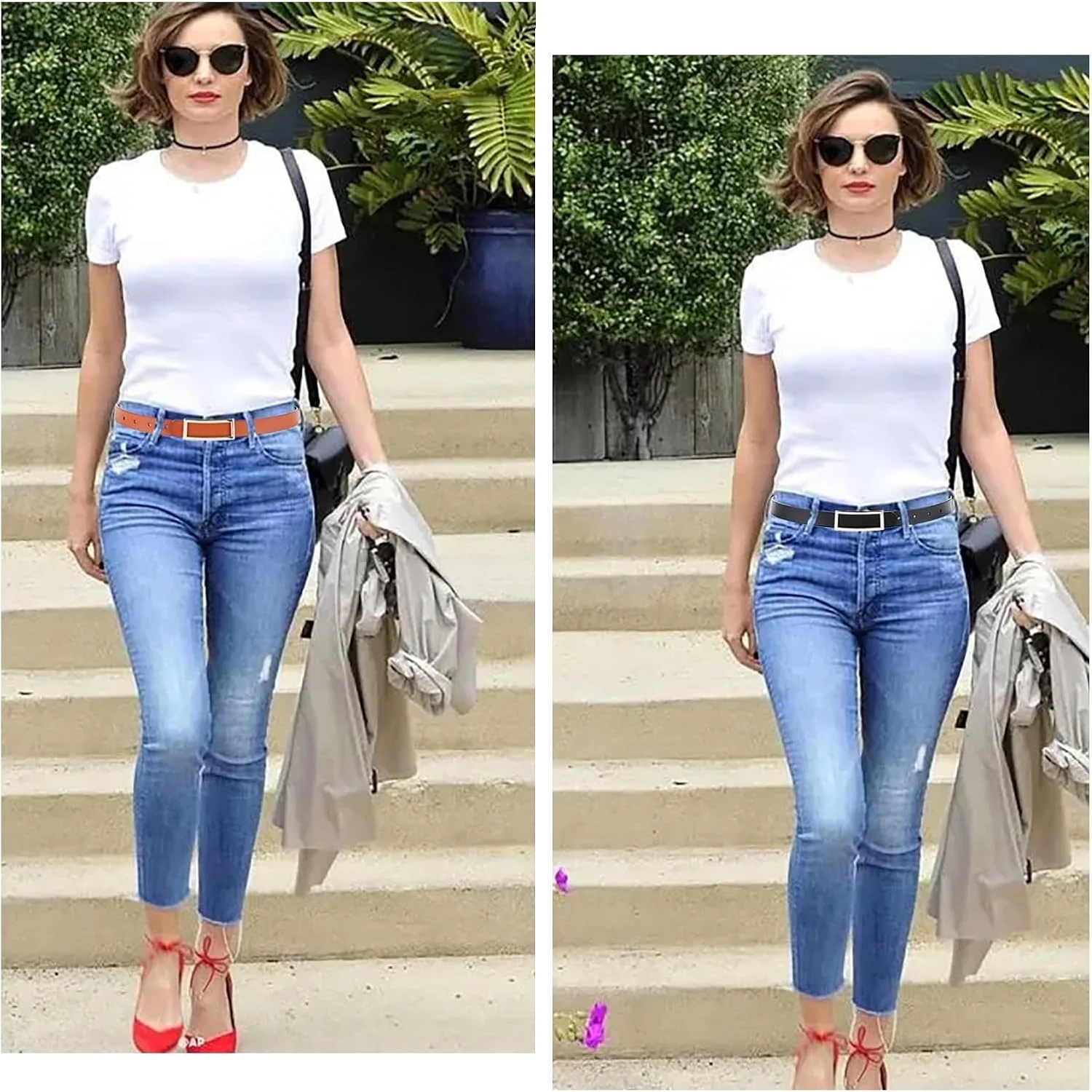 ست 2 عددی کمربند چرمی دو طرفه زنانه KASTWAVE با سگک طلایی شیک، عرض 2.3 سانتی متر، مشکی و قهوه ای، مناسب برای شلوار جین، پیراهن و شلوار ست 2 عددی کمربند چرمی دو طرفه زنانه KASTWAVE با سگک طلایی شیک، عرض 2.3 سانتی متر، مشکی و قهوه ای، مناسب برای شلوار جین، پیراهن و شلوار