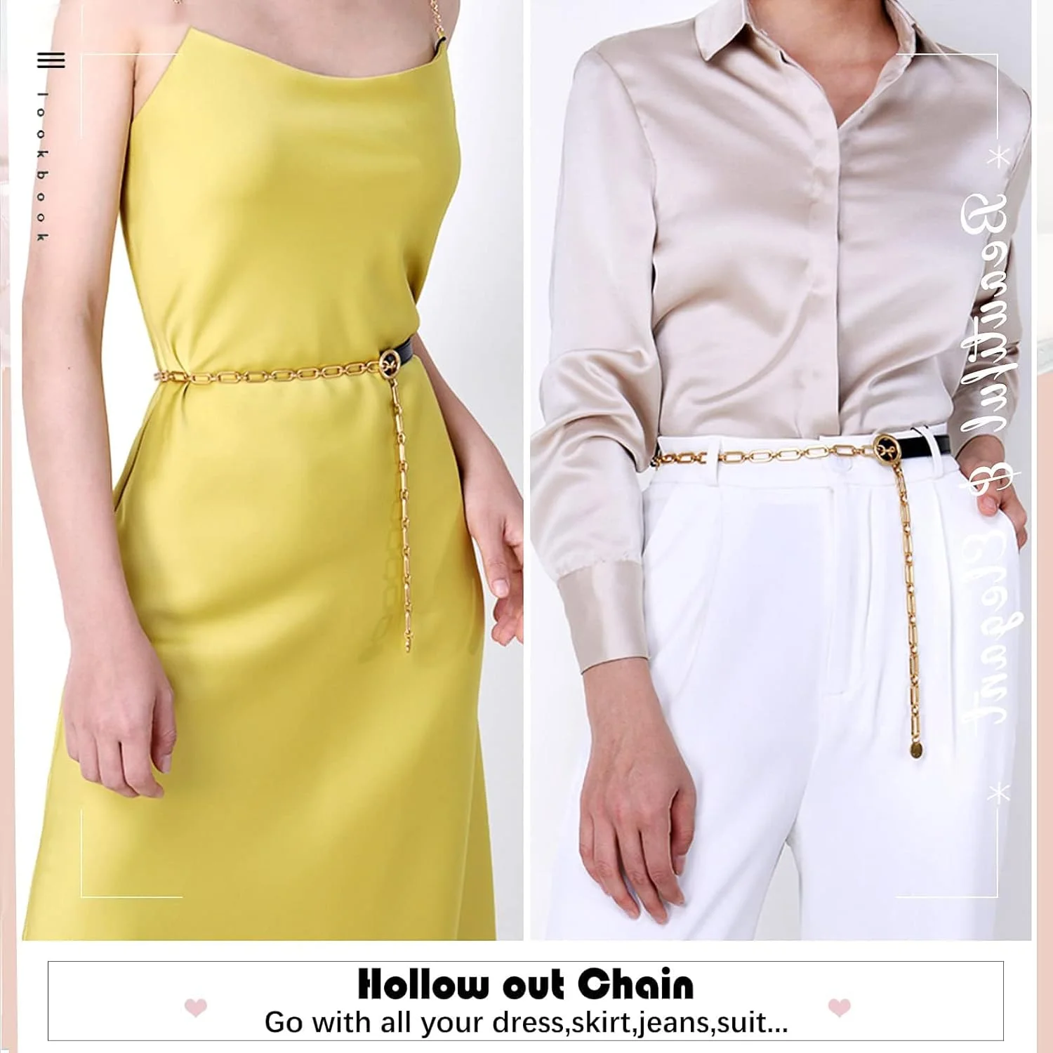 کمربند زنجیری زنانه شیک KASTWAVE، کمربند باریک چرمی مصنوعی با سگک حلقه ای طلایی برای لباس و شلوار جین در تابستان کمربند زنجیری زنانه شیک KASTWAVE، کمربند باریک چرمی مصنوعی با سگک حلقه ای طلایی برای لباس و شلوار جین در تابستان
