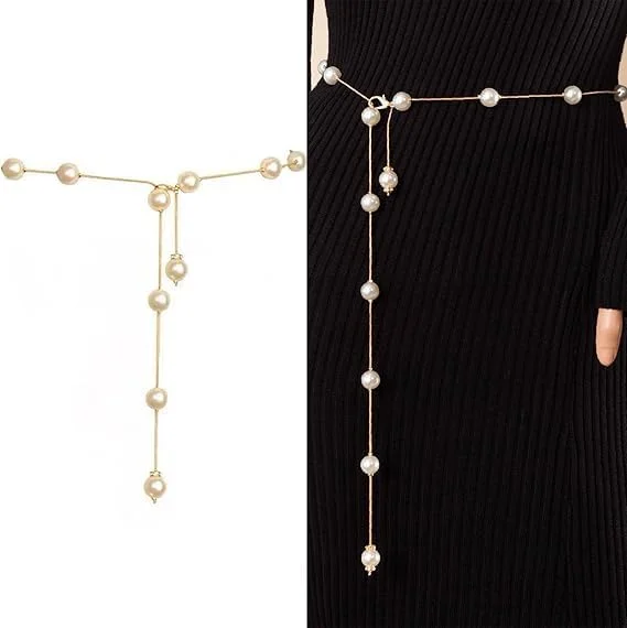 کمربند مرواریدی KASTWAVE، کمربند کمر مرواریدی قابل تنظیم برای زنان و دختران، اکسسوری لباس مینیمالیستی برای استفاده روزمره و لباس های مد روز