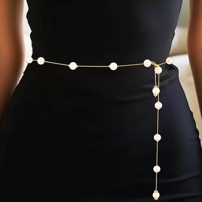 کمربند مرواریدی KASTWAVE، کمربند کمر مرواریدی قابل تنظیم برای زنان و دختران، اکسسوری لباس مینیمالیستی برای استفاده روزمره و لباس های مد روز کمربند مرواریدی KASTWAVE، کمربند کمر مرواریدی قابل تنظیم برای زنان و دختران، اکسسوری لباس مینیمالیستی برای استفاده روزمره و لباس های مد روز