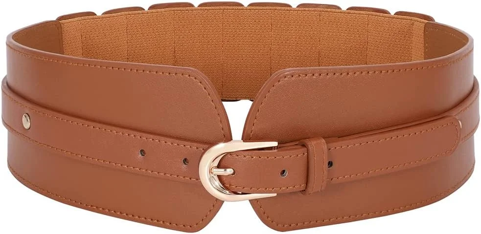 کمربند کشی پهن زنانه، کمربند کمری کشسان زنانه برای لباس با پشت لایه ای فشن