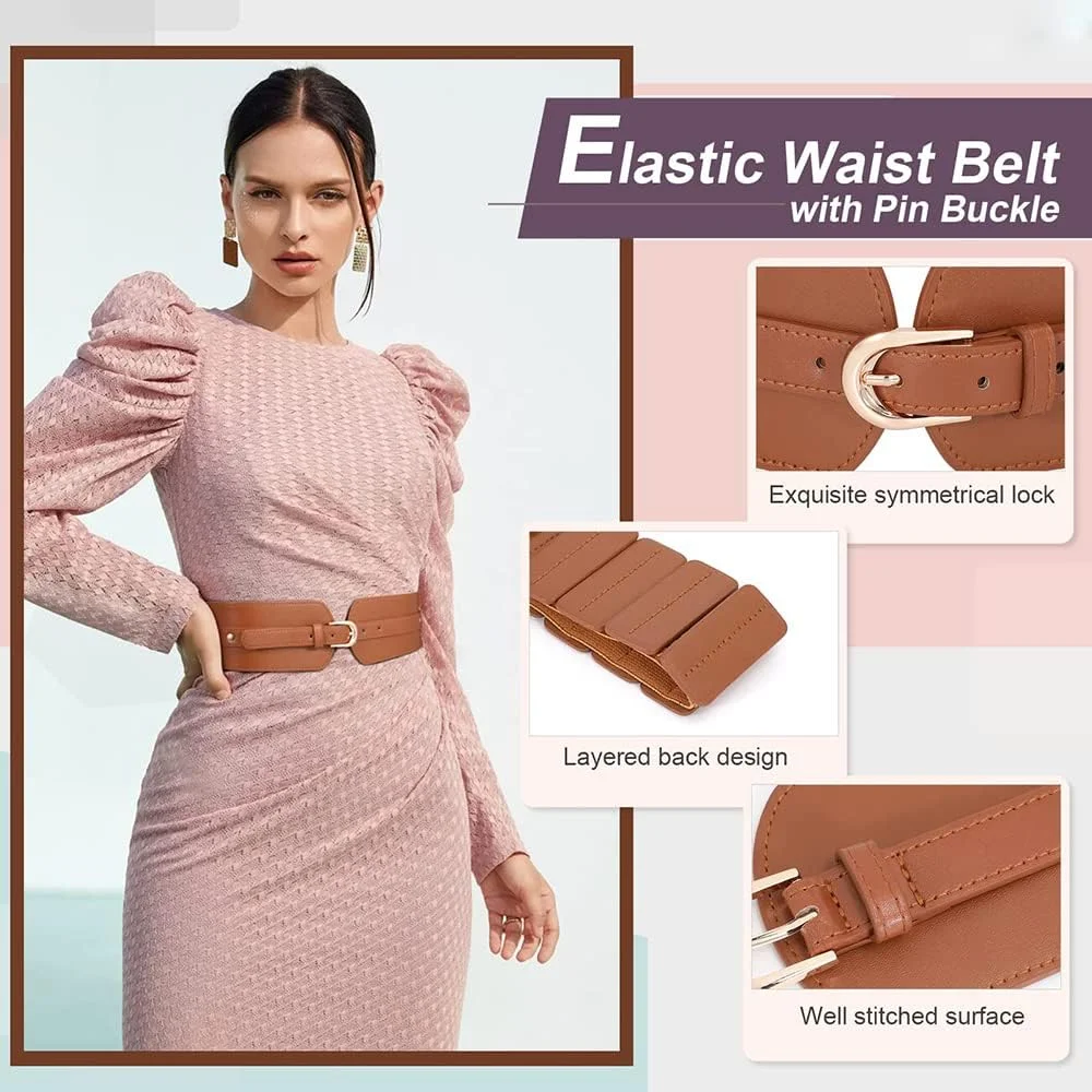 کمربند کشی پهن زنانه، کمربند کمری کشسان زنانه برای لباس با پشت لایه ای فشن کمربند کشی پهن زنانه، کمربند کمری کشسان زنانه برای لباس با پشت لایه ای فشن