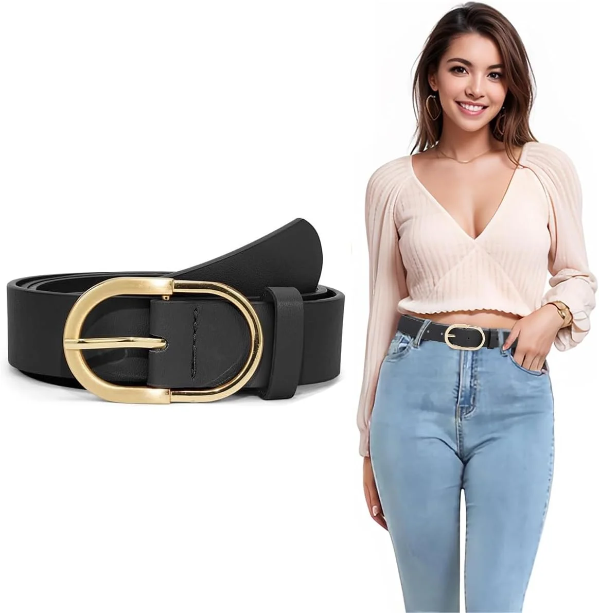 کمربند زنانه برای لباس، کمربند مشکی زنانه، کمربندهای مد روز زنانه برای شلوار جین، کمربند چرمی PU زنانه، کمربند سگک طلایی زنانه برای شلوار جین و لباس زنانه (مناسب دور کمر 70-90 سانتی متر) کمربند زنانه برای لباس، کمربند مشکی زنانه، کمربندهای مد روز زنانه برای شلوار جین، کمربند چرمی PU زنانه، کمربند سگک طلایی زنانه برای شلوار جین و لباس زنانه (مناسب دور کمر 70-90 سانتی متر)
