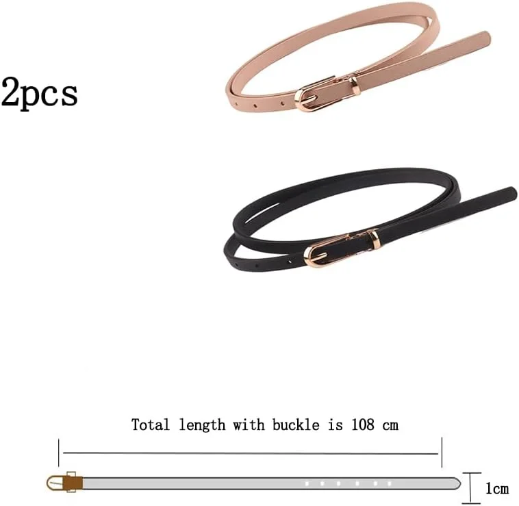 ست دو عددی کمربند باریک چرمی زنانه، کمربندهای باریک PU، کمربندهای کمر شیک و قابل تنظیم، اکسسوری لباس برای لباس های جذب، پیراهن و شومیز (خاکی و مشکی) ست دو عددی کمربند باریک چرمی زنانه، کمربندهای باریک PU، کمربندهای کمر شیک و قابل تنظیم، اکسسوری لباس برای لباس های جذب، پیراهن و شومیز (خاکی و مشکی)