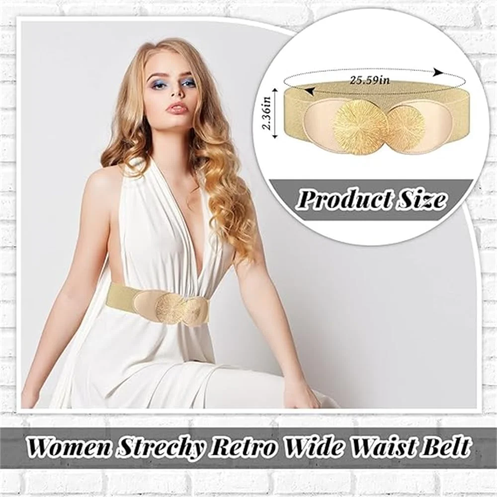 کمربندهای کشی آزونه، 2 عدد کمربند کشی پهن زنانه به سبک رترو، کمربند کمر سگک دار و کشسان برای لباس ها، ایده آل برای عروسی و رویدادهای فانتزی کمربندهای کشی آزونه، 2 عدد کمربند کشی پهن زنانه به سبک رترو، کمربند کمر سگک دار و کشسان برای لباس ها، ایده آل برای عروسی و رویدادهای فانتزی