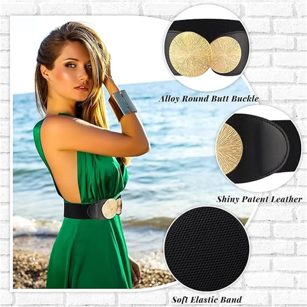 کمربندهای کشی آزونه، 2 عدد کمربند کشی پهن زنانه به سبک رترو، کمربند کمر سگک دار و کشسان برای لباس ها، ایده آل برای عروسی و رویدادهای فانتزی کمربندهای کشی آزونه، 2 عدد کمربند کشی پهن زنانه به سبک رترو، کمربند کمر سگک دار و کشسان برای لباس ها، ایده آل برای عروسی و رویدادهای فانتزی