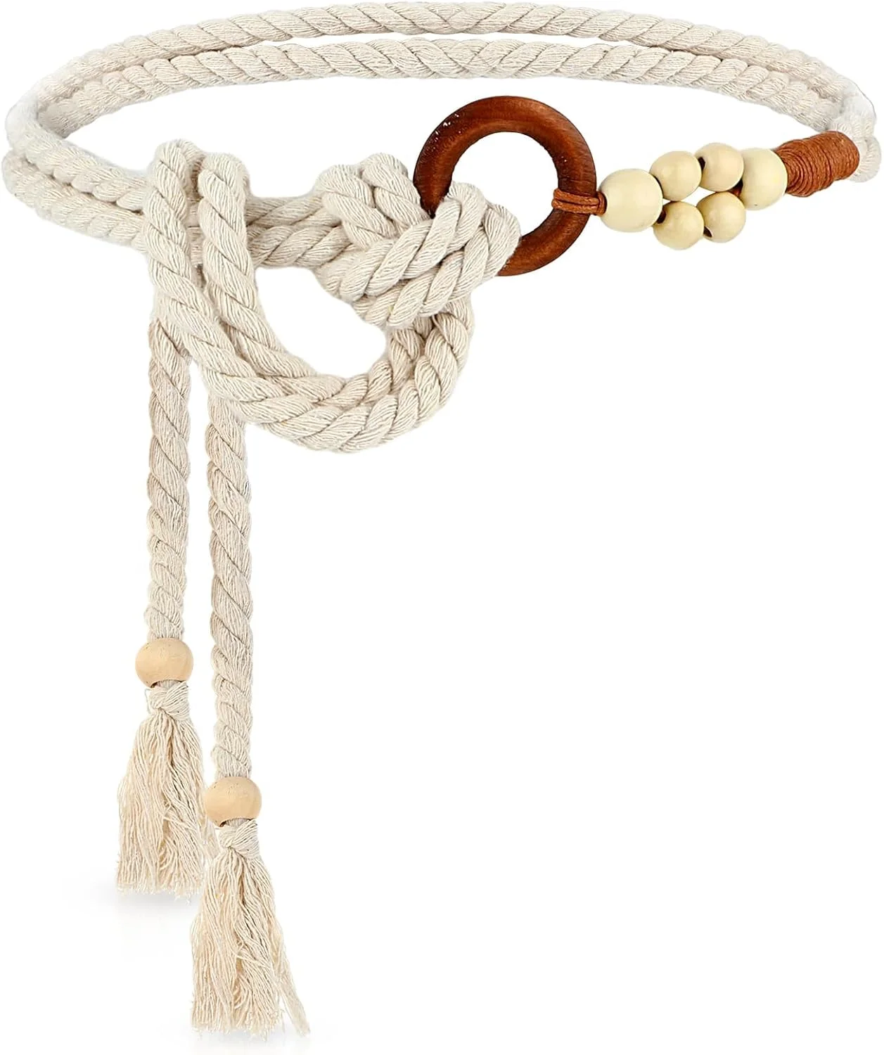 کمربند بافتنی منگوله دار زنانه آزونه، کمربند طنابی بافته شده بوهو با مهره های چوبی، کمربند باریک قابل تنظیم برای لباس ها، دامن ها و لباس های غیر رسمی، هدیه شیک برای زنان کمربند بافتنی منگوله دار زنانه آزونه، کمربند طنابی بافته شده بوهو با مهره های چوبی، کمربند باریک قابل تنظیم برای لباس ها، دامن ها و لباس های غیر رسمی، هدیه شیک برای زنان