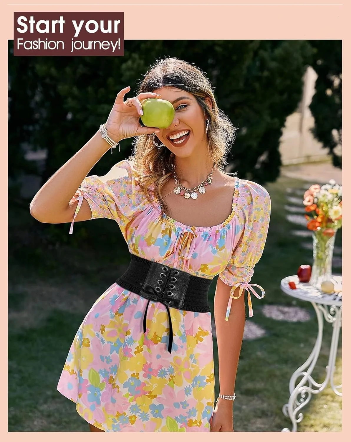 کمربند پهن کشی زنانه آزونه با بند، کمربند کرستی تزیینی با گره برای لباس و پوشاک (مشکی) کمربند پهن کشی زنانه آزونه با بند، کمربند کرستی تزیینی با گره برای لباس و پوشاک (مشکی)