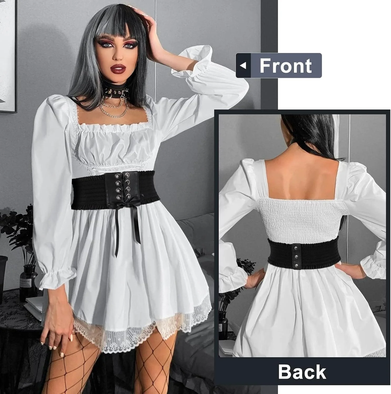 کمربند پهن کشی زنانه آزونه با بند، کمربند کرستی تزیینی با گره برای لباس و پوشاک (مشکی) کمربند پهن کشی زنانه آزونه با بند، کمربند کرستی تزیینی با گره برای لباس و پوشاک (مشکی)