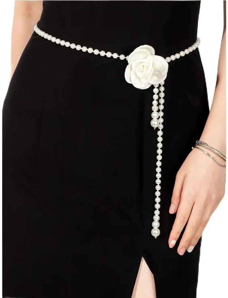 کمربند کمری کملیای مرواریدی Azonee برای لباس، زنجیر بدن گلدار ظریف قابل تنظیم، کمربند زنجیر کمری بدن برای عروسی، جشن، مهمانی، هدیه جواهرات، گل سفید کمربند کمری کملیای مرواریدی Azonee برای لباس، زنجیر بدن گلدار ظریف قابل تنظیم، کمربند زنجیر کمری بدن برای عروسی، جشن، مهمانی، هدیه جواهرات، گل سفید